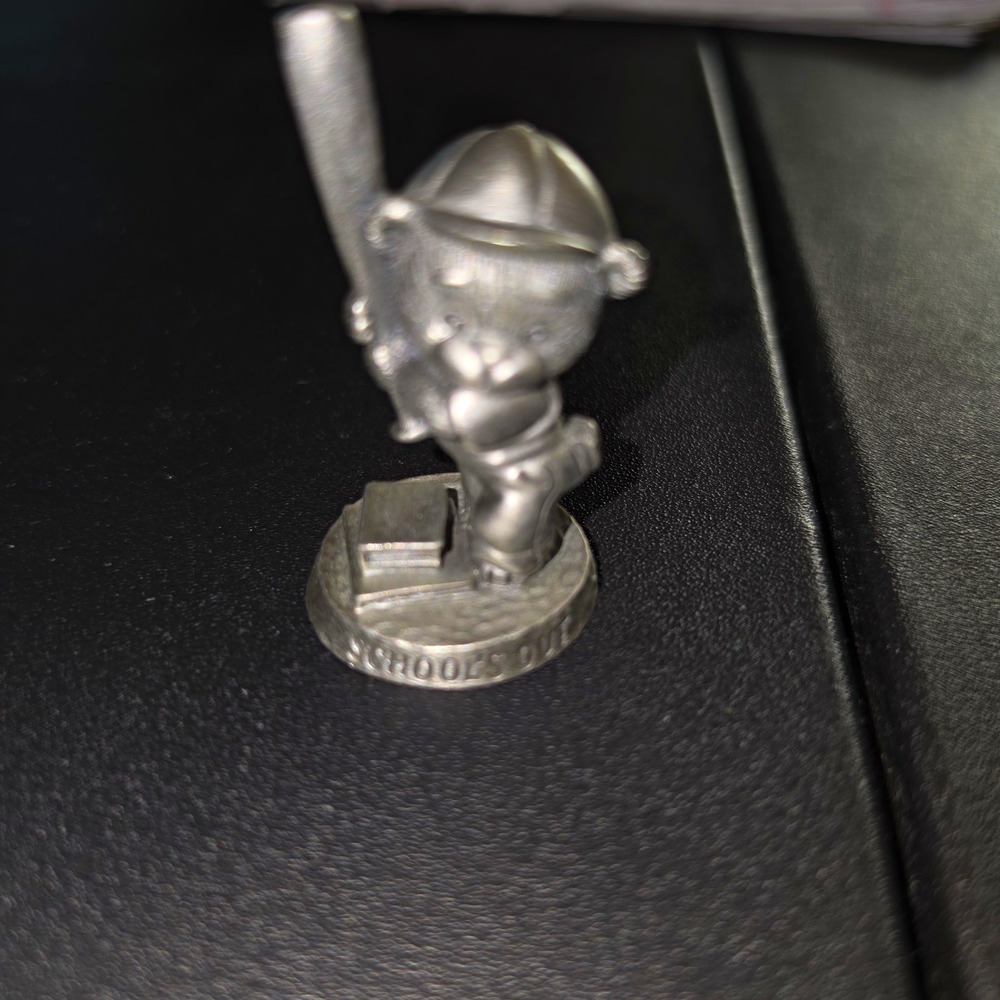 Avon Fine Pewter "School's Out" Bear Baseball Batter Mini Figurine